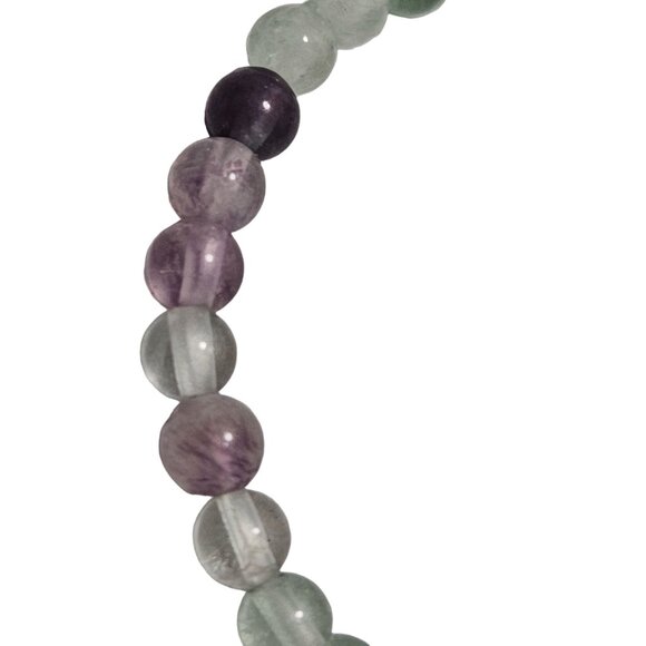 Boho Fluorite Gemstone Beaded Stretch Bracelet Crystal Healing Spiritual Jewelry - Picture 2 of 3
